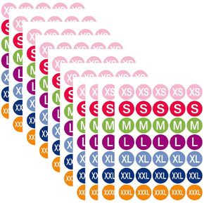 10 أوراق (350 ٪) ملصقات حجم الملابس 1 بوصة ملصقات ملصقات مستديرة ملصقات لحجم الدائرة للملابس للملابس سراونز تنورة تجارة التجزئة 7 أحجام (XS-XXXL)