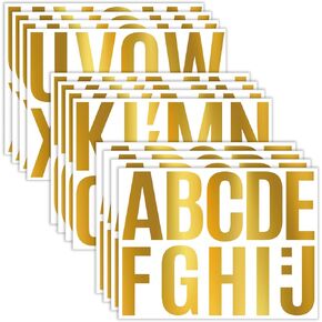 4 Inch Letters Stickers 136 Pcs Golden Vinyl Alphabets Stickers 12 Sheets Alphabet Stickers Mailbox Labels,Waterproof Letter Stickers for Home Office