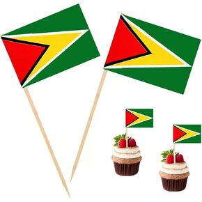 100 pcs guyana flag flags guyanese roundepick ، ​​cocktail picks mini stick cupcake topcake toppers country parts party decoration cochtail bar bar flags
