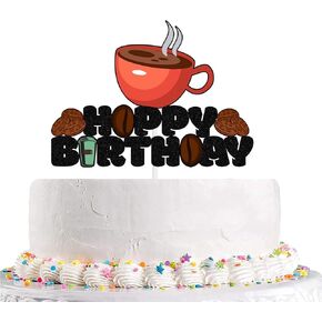 كعكة عيد ميلاد سعيد كعكة Topper Topper Coffee Actusiast Decoration القهوة ذات طابع عيد ميلاد لحفلات الرجال للرجال نساء