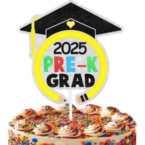 2025 ما قبل K Grad Cake Topper - طرف التخرج الأطفال في رياض الأطفال تهنئة حفلات التخرج من مرحلة ما قبل المدرسة للبنين أو الفتيات