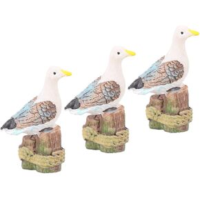 3pcs Delicate Aquarium Decor Vivid Mini Bird Seagull Ornaments for Fish Tanks Lifelike Wear-Resistant Resin Aquarium Model Creative Coastal Landscape Decoration