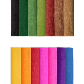 Crepe Paper Flower DIY 14 ألوانًا ، 9.8 × 98 بوصة ورق عريض للهدية ، والحرف اليدوية ، وحفلات عيد ميلاد الزهور زخرفة مهرجان الزفاف (ألوان متعددة 1)