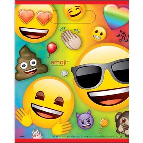 قوس قوس قزح Fun Emoji Loot Bags (8 Count) - حفلات الحفلات الفريدة للأطفال ، مثالية لاحتفالات عيد الميلاد الملونة