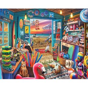 White Mountain Beach Hut Store Puzzle 1000 قطعة ألغاز بانوراما صيفية للبالغين