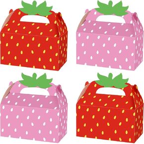 24 PCS الفراولة الحزب لصالح مربع مربع الفراولة صناديق الهدايا لطيف الفاكهة حلوى علبة صندوق ريد وردي التوت صناديق الهدايا لموضوع التوت