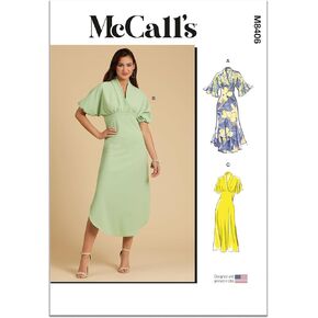 McCall's Misses 'Empire Weist Fress Pattern Kit ، رمز التصميم M8406 ، الأحجام 6-8-10-12-14 ، متعدد الألوان