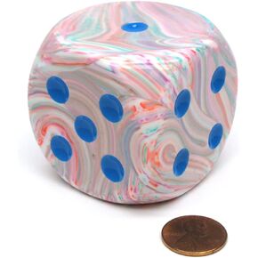 Pop Art Festive Die with Blue Pips D6 50mm (1.97in) Pack of 1 Chessex