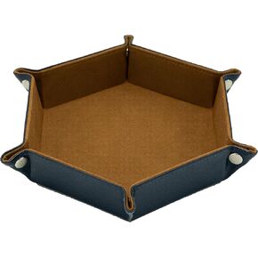 Dice Tray - Orange Hexagonal Collapsible PU Leather Dice Rolling Tray for Tabletop Role Playing Games Including Dungeons and Dragons (DND - D&D), Pathfinder, and Others