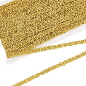 FINGERINSPIRE 20 Yards Metallic Braid Trim 1/4 inch Wide Silver Decorative Gimp Trim Wave Pattern Sewing Ribbon Polyester Embellishment Lace Trim for DIY Party Clothes Curtain Dress Decoration