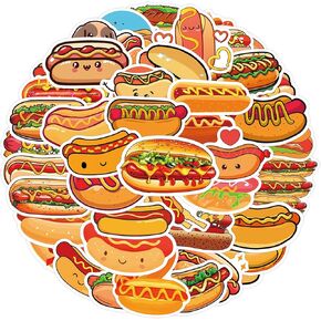 Cartoon Food - Pie Stickers, 50PCs Aesthetic Cute Vinyl Decals, Delicate Gift Stickers for Hydro Flask, Laptop, Water Bottle, Decals for Teens, Girls (Pie)