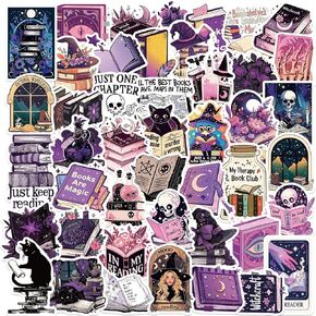 50pcs bookish witch ملصقات لـ Kindle ، حزمة ملصقات Bookworm Style للأطفال المراهقين ‌ witchcraft‌ شارات الفينيل لأجهزة الكمبيوتر المحمولة ماء زجاجة الفتيات مقاومة للماء الملصقات السحرية (Bookish Z)