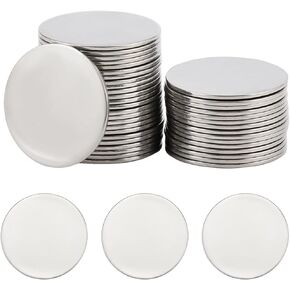 SUNNYCLUE 1 Box 40Pcs Stainless Steel Stamping Plates Stamped Metal Tag Bulk 25mm Flat Round Silver Engravable Blank Disc Patches for Engraving DIY Jewelry Craft Necklaces Earrings Making Supplies