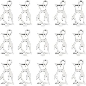 DICOSMETIC 20Pcs Stainless Steel Penguin Pendants Cute Ocean Animal Charms Metal Penguin Pendants Antarctic Pole Animal Charms