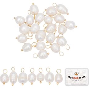 Beebeecraft 30pcs 9mm المياه العذبة لؤلؤة السحر الباروك الطبيعية غير النظامية غير النظامية لؤلؤة سحر إسقاط قلادة لتصنيع مجوهرات قلادة سوار DIY