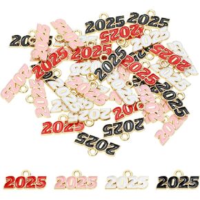 Shapenty 4 Colour Mini 2025 سحر المينا المعدني العام Signet 2025 DIY قلادة سحر الملحقات الجزء الأكبر لصالح قلادة سوار حلق مفتاح مفاتيح المجوهرات صنع حفل التخرج من عيد الميلاد ،