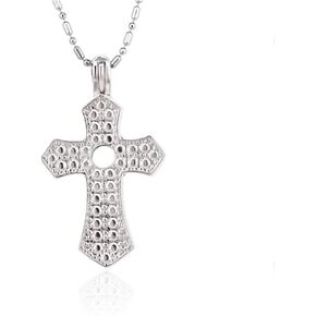5PCS Cross Cage Pendants for Pearl Jewelry Making Silver Plated, Design Pearl Cage Pendants for Women