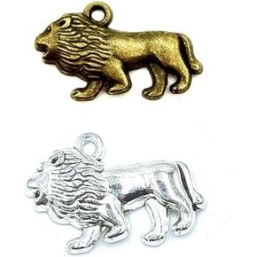 50pcs معلقات الأسد البرونزية العتيقة ، قلادة سحر الحيوانات ، قلادة مجوهرات DIY صياغة صياغة