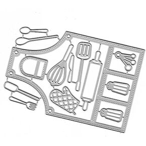 Silver Kitchen Apron Metal Cutting Dies Cooking Cutting Dies Stencils DIY Scrapbooking Album Paper Card Making Embossing Craft Dies Decor, Die-Cutting and Embossing