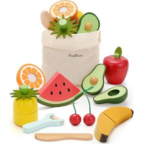 PairPear Wooden Toys Play Food Sets for Kids Kitchen, Kids Toy Food Cutting Meat Set for Toddlers 3+ Years Old, Pretend Food Play Kitchen Accessories for Girls and Boys in Kuwait