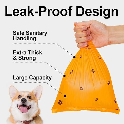 أكياس أنبوب الكلب لفات مع موزع ، وأكياس نفايات قوية ومقاومة للتسرب للحيوانات الأليفة ، المعطرة الأزهار ، 420 عدد (28 حزمة من 15) ، 13 بوصة × 9 بوصة (khaki) in Kuwait