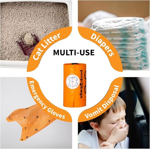 أكياس أنبوب الكلب لفات مع موزع ، وأكياس نفايات قوية ومقاومة للتسرب للحيوانات الأليفة ، المعطرة الأزهار ، 420 عدد (28 حزمة من 15) ، 13 بوصة × 9 بوصة (khaki) in Kuwait