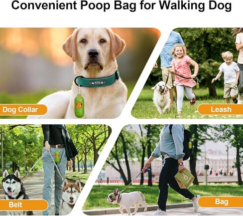 أكياس أنبوب الكلب لفات مع موزع ، وأكياس نفايات قوية ومقاومة للتسرب للحيوانات الأليفة ، المعطرة الأزهار ، 420 عدد (28 حزمة من 15) ، 13 بوصة × 9 بوصة (khaki) in Kuwait