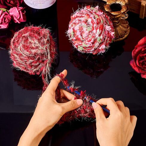 6 Rolls Art Yarn Handmade Decorative Vintage Crochet Yarn for DIY Jewelry Making Coaster Knitting Crafts in Kuwait