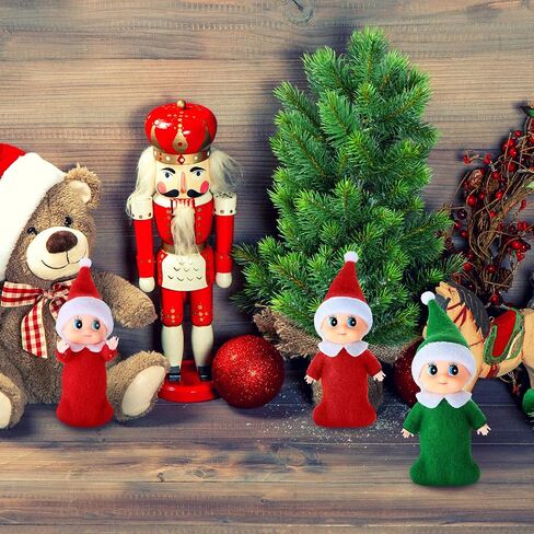 6 Pieces Little Christmas Doll Twins Baby with Velvet Bags Doll Accessories for Xmas New Year Calendars and Christmas Stocking Stuffers(Red, Green) in Saudi Arabia