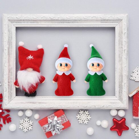 6 Pieces Little Christmas Doll Twins Baby with Velvet Bags Doll Accessories for Xmas New Year Calendars and Christmas Stocking Stuffers(Red, Green) in Saudi Arabia