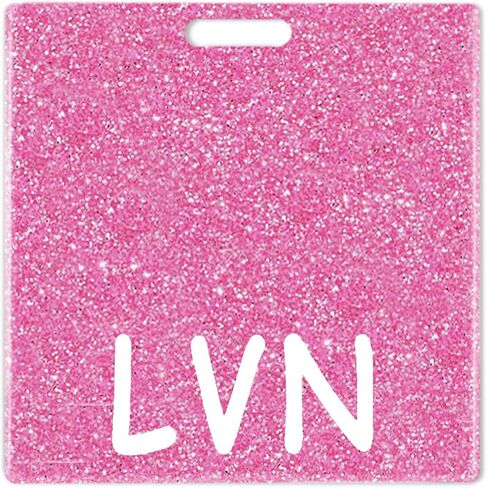 Acrylic LVN Badge Buddy Card Silver Bling Badge Reel Holder Buddies Nursing Accessories Horizontal ID Name Cards Glitter Nurse Gifts for Women Identification Tags in Kuwait