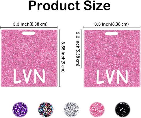 Acrylic LVN Badge Buddy Card Silver Bling Badge Reel Holder Buddies Nursing Accessories Horizontal ID Name Cards Glitter Nurse Gifts for Women Identification Tags in Kuwait