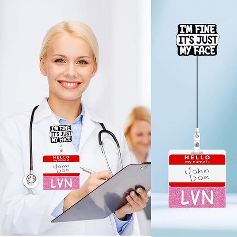 Acrylic LVN Badge Buddy Card Silver Bling Badge Reel Holder Buddies Nursing Accessories Horizontal ID Name Cards Glitter Nurse Gifts for Women Identification Tags in Kuwait