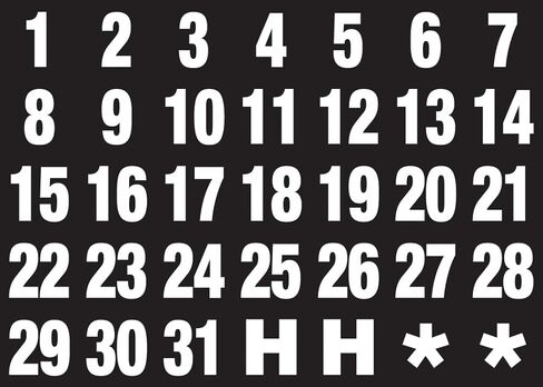 Magna Visual Calendar Dates 1" x 1" White on Black Magnets in Saudi Arabia