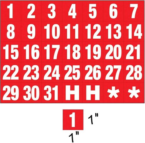 Magna Visual Calendar Dates 1" x 1" White on Black Magnets in Saudi Arabia