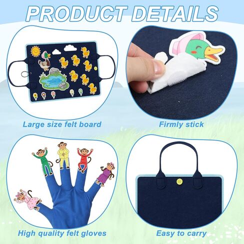 6 Pack Felt Board Bible Stories Set for Toddlers Flannel Board Stories Include The Nativity of Jesus, Noah's Ark, Jonah and The Whale, David and Goliath and Felt Gloves Bible Toys for Preschool Kids in Saudi Arabia