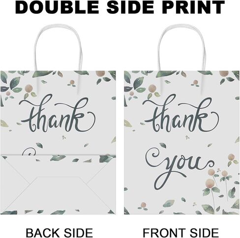 Oletx 20 PK Thank you Paper Kraft Bags Bulk with Handles,Party Favor Gift Bags Thank You for Valentine's Day Wedding Baby Shower,Business,Shopping,Birthday Bridal (Floral) in Kuwait