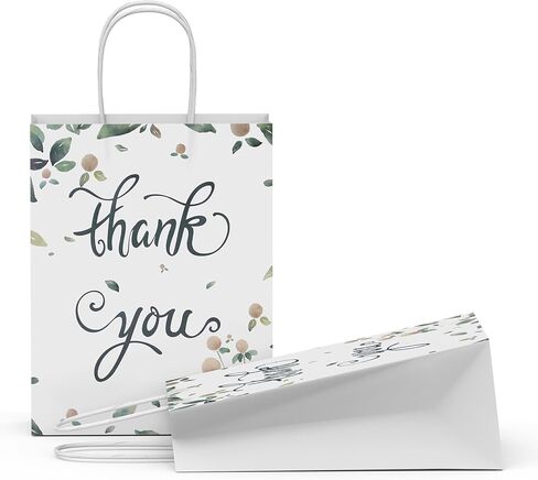Oletx 20 PK Thank you Paper Kraft Bags Bulk with Handles,Party Favor Gift Bags Thank You for Valentine's Day Wedding Baby Shower,Business,Shopping,Birthday Bridal (Floral) in Kuwait