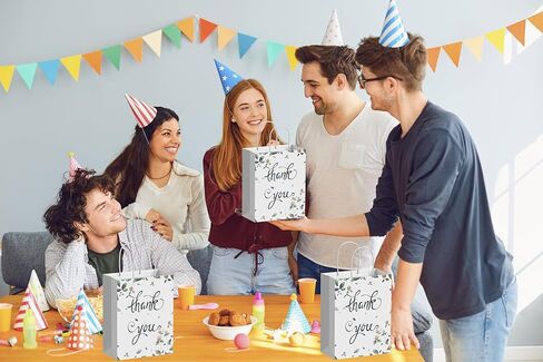 Oletx 20 PK Thank you Paper Kraft Bags Bulk with Handles,Party Favor Gift Bags Thank You for Valentine's Day Wedding Baby Shower,Business,Shopping,Birthday Bridal (Floral) in Kuwait