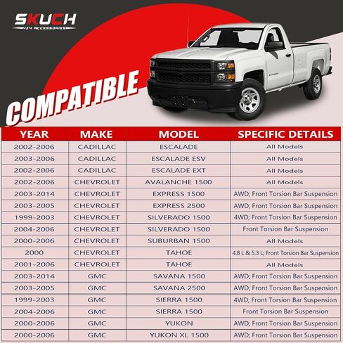 Front Upper Suspension Control Arm and PU Bushings for 1999-2006 Chevy Silverado GMC Sierra 1500, 2000-2006 Suburban 1500 Tahoe Yukon/Yukon XL 1500, 2002-2006 Avalanche 1500 Cadillac Escalade/Ext in Kuwait