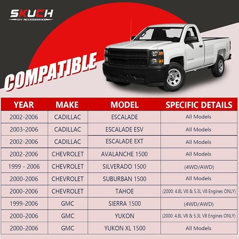 Front Upper Suspension Control Arm and PU Bushings for 1999-2006 Chevy Silverado GMC Sierra 1500, 2000-2006 Suburban 1500 Tahoe Yukon/Yukon XL 1500, 2002-2006 Avalanche 1500 Cadillac Escalade/Ext in Kuwait
