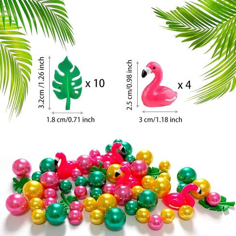 152 Pcs Summer Vase Filler, Hawaiian Flamingo Palm Leaves Pearls Beads for Party Table Centerpiece Home Decor in Saudi Arabia