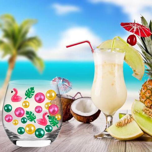 152 Pcs Summer Vase Filler, Hawaiian Flamingo Palm Leaves Pearls Beads for Party Table Centerpiece Home Decor in Saudi Arabia