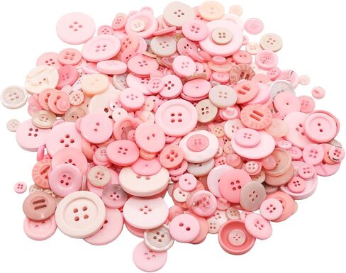 500-600 Pcs Resin Buttons, Assorted Sizes Craft Buttons, Mixed Color Manual Button for Crafting Sewing DIY Crafts(Pink) in Kuwait