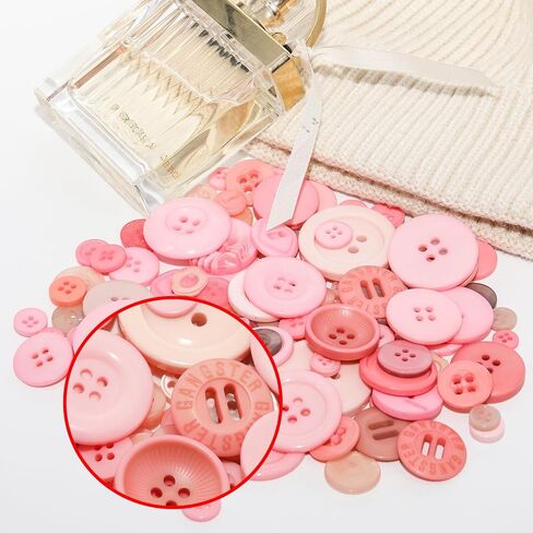 500-600 Pcs Resin Buttons, Assorted Sizes Craft Buttons, Mixed Color Manual Button for Crafting Sewing DIY Crafts(Pink) in Kuwait