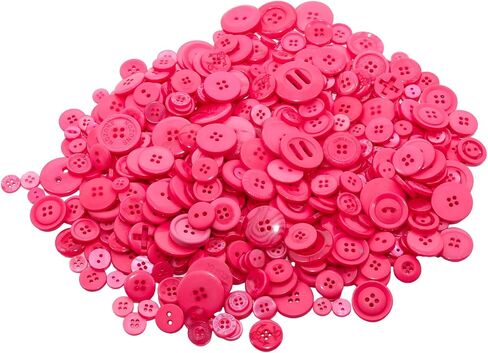 500-600 Pcs Resin Buttons, Assorted Sizes Craft Buttons, Mixed Color Manual Button for Crafting Sewing DIY Crafts(Pink) in Kuwait