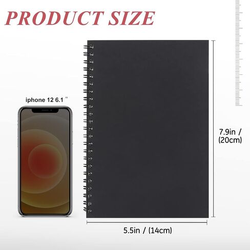Colorlife A5 Spiral Notebook 4 Pack Kraft Cover Ruled Journals Notebooks 7.9" x 5.5" Lined Journal Notebook 58 Sheets / 116 Pages for Student Office School Supplies Black in Saudi Arabia