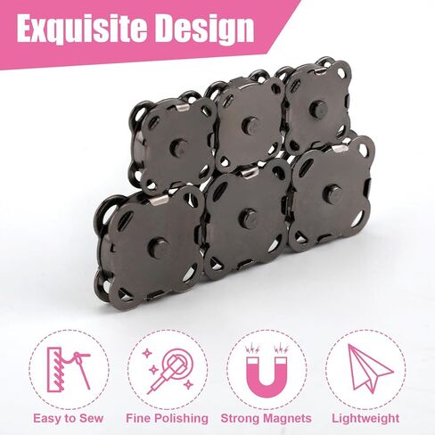 30 Sets Plum Magnetic Snaps, 14mm & 18mm Magnetic Buttons Metal Magnetic Snap Closure Multipurpose Snap Fastener for Purses Bags Clothes Leather Sewing Craft (Dark Gray) in Saudi Arabia