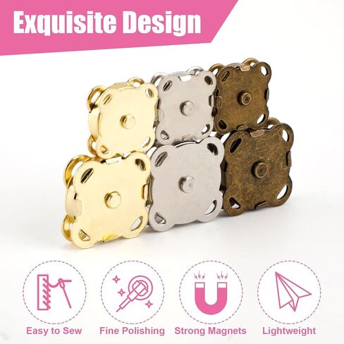 30 Sets Plum Magnetic Snaps, 14mm & 18mm Magnetic Buttons Metal Magnetic Snap Closure Multipurpose Snap Fastener for Purses Bags Clothes Leather Sewing Craft (Dark Gray) in Saudi Arabia