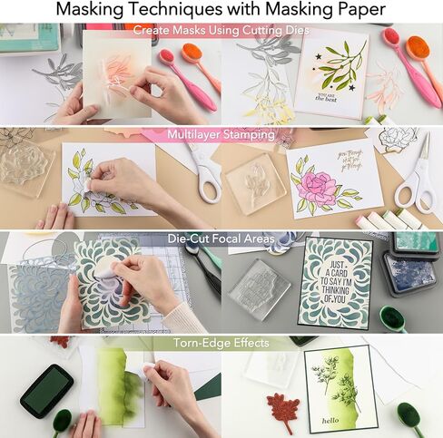 BAOFALI 50 Sheets/Set Masking Paper for Crafting, Repositionable Low-Tack Adhesive Sheets, Stamp and Die Paper Masks Painting, DIY Arts, Crafts 5.83x8.27inch（14.8x21cm） in Saudi Arabia